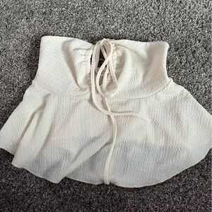 Cream Lace-Up Strapless Top